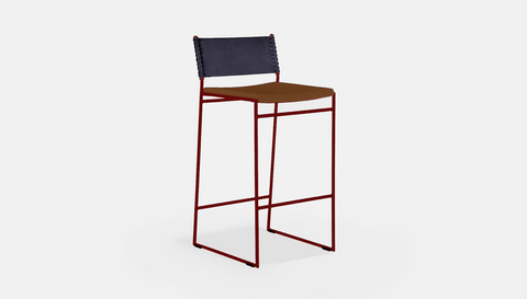 reddie-raw stool 47W x 49D x 90H *cm (65H seat) / Fabric~Blush Rust / Metal~Rust Willy Sling Bar Stool