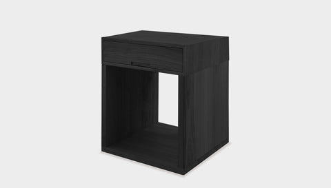 reddie-raw bedside table 45D x 45W x 55H *cm / Wood-Teak~Black Bob Bedside Table High Square