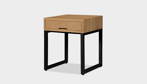 reddie-raw bedside table 45W x 45D x 55H *cm / Wood Teak~Oak / Metal~Black Suzy Bedside Table High Square