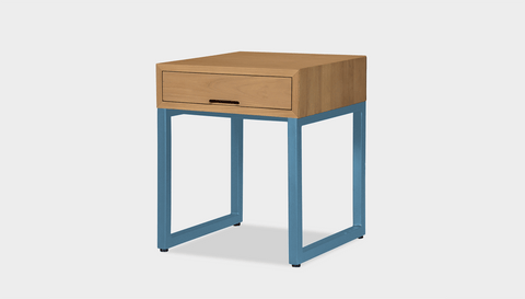 reddie-raw bedside table 45W x 45D x 55H *cm / Wood Teak~Oak / Metal~Blue Suzy Bedside Table High Square