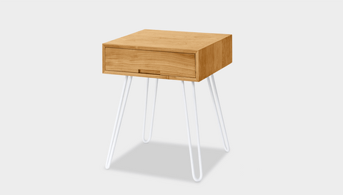 reddie-raw bedside table 45W x 45D x 55H *cm / Wood Teak~Oak / Metal~White Willy Bedside Table High Square