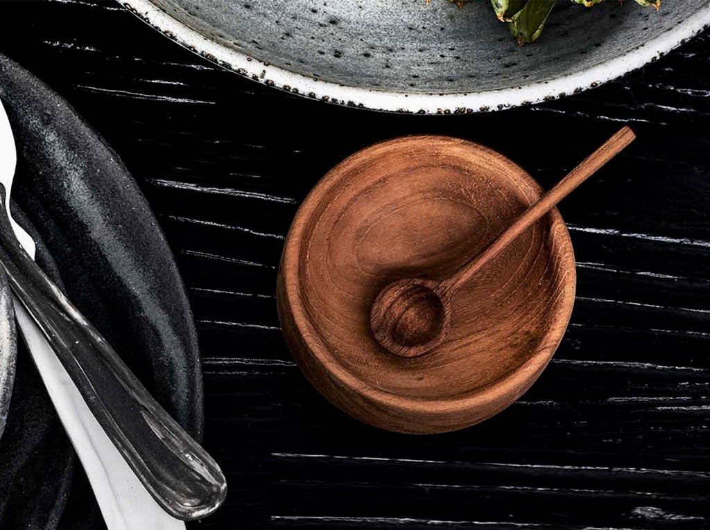 reddie-raw bowls 9dia x 3H *cm / Wood Teak~Natural Billie Mini Bowl & Spoon