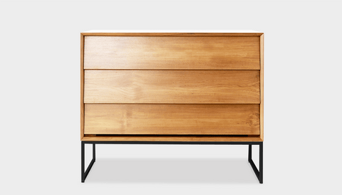 reddie-raw chest of drawers 110W x 50D x 90H *cm / Wood Teak~Oak / Metal~Black Suzy Chest Of Drawers