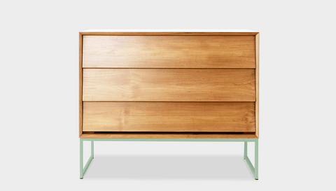 reddie-raw chest of drawers 110W x 50D x 90H *cm / Wood Teak~Oak / Metal~Mint Suzy Chest Of Drawers