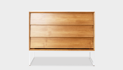 reddie-raw chest of drawers 110W x 50D x 90H *cm / Wood Teak~Oak / Metal~White Suzy Chest Of Drawers