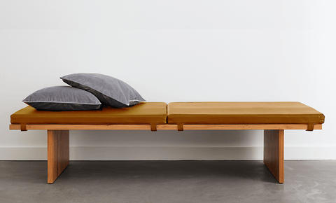 reddie-raw daybed 180W x 70D x 40H (cm) / Leather~Tan / Wood Teak~Natural Bob Day Bed