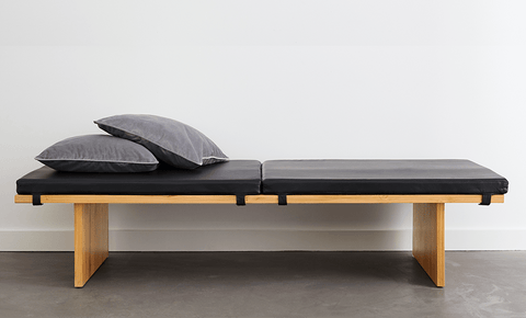 reddie-raw daybed 200W x 75D x 40H (cm) / Leather~Black / Wood Teak~Natural Bob Day Bed