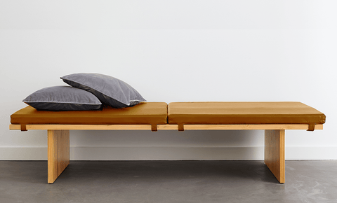 reddie-raw daybed 200W x 75D x 40H (cm) / Leather~Tan / Wood Teak~Oak Bob Day Bed