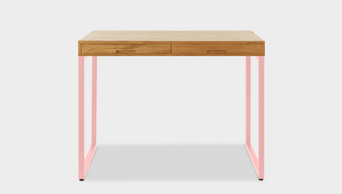 reddie-raw desk with drawers 120W x 60D x 75H *cm / Wood Teak~Oak / Metal~Pink Suzy 2 Drawer Desk