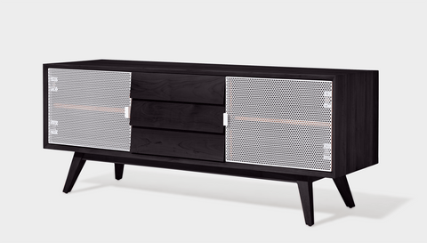 reddie-raw media unit 150W x 45D x 60H *cm / Wood Teak~Black / Metal~White Vinny Media Cabinet