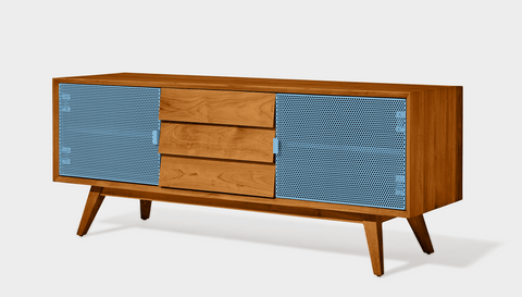 reddie-raw media unit 150W x 45D x 60H *cm / Wood Teak~Natural / Metal~Blue Vinny Media Cabinet