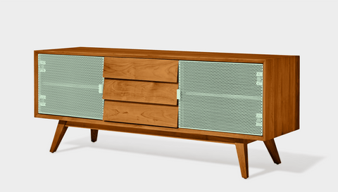 reddie-raw media unit 150W x 45D x 60H *cm / Wood Teak~Natural / Metal~Mint Vinny Media Cabinet