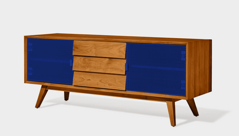 reddie-raw media unit 150W x 45D x 60H *cm / Wood Teak~Natural / Metal~Navy Vinny Media Cabinet