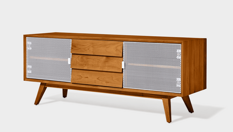 reddie-raw media unit 150W x 45D x 60H *cm / Wood Teak~Natural / Metal~White Vinny Media Cabinet