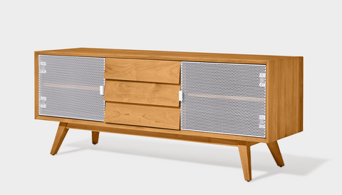 reddie-raw media unit 150W x 45D x 60H *cm / Wood Teak~Oak / Metal~White Vinny Media Cabinet