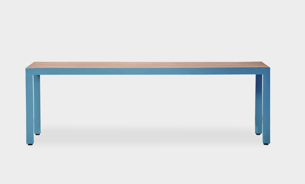 reddie-raw outdoor seating 140W x 35D x 45H *cm (Ideal for 160L table) / Wood Teak~Natural / Metal~Blue Mimi Outdoor Bench