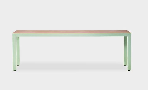 reddie-raw outdoor seating 140W x 35D x 45H *cm (Ideal for 160L table) / Wood Teak~Natural / Metal~Mint Mimi Outdoor Bench