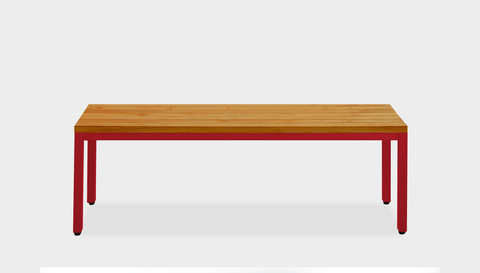 reddie-raw outdoor seating 100cm x 35cm x 45cm H (*cm) (ideal for 120L table) / Wood Teak~Natural / Metal~Red Bob Outdoor Bench