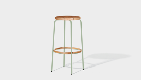 reddie-raw outdoor seating 35dia x 75H *cm / Wood Teak~Natural / Metal~Mint Outdoor Milton Stool
