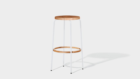 reddie-raw outdoor seating 35dia x 75H *cm / Wood Teak~Natural / Metal~White Outdoor Milton Stool