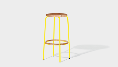 reddie-raw outdoor seating 35dia x 75H *cm / Wood Teak~Natural / Metal~Yellow Outdoor Milton Stool