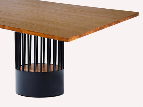 reddie-raw rectangular Willy Cage Table - Wood