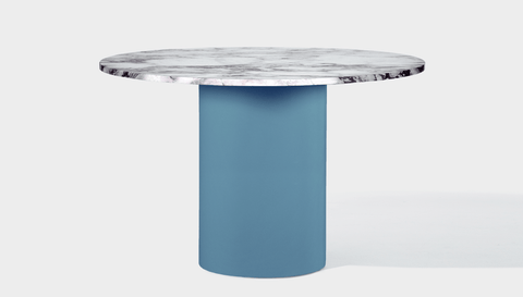 reddie-raw round 100dia x 75H *cm / Stone~Calacatta Viola / Metal~Blue Dora Drum Table Round - Marble