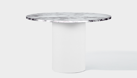 reddie-raw round 100dia x 75H *cm / Stone~Calacatta Viola / Metal~White Dora Drum Table Round - Marble