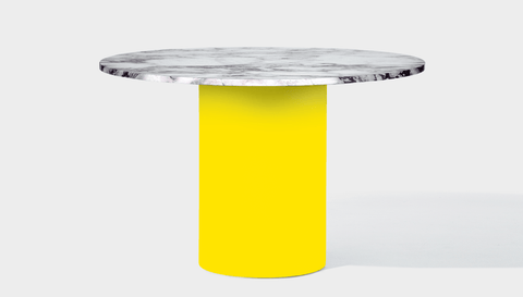 reddie-raw round 100dia x 75H *cm / Stone~Calacatta Viola / Metal~Yellow Dora Drum Table Round - Marble