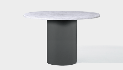 reddie-raw round 100dia x 75H *cm / Stone~White Veined Marble / Metal~Grey Dora Drum Table Round - Marble