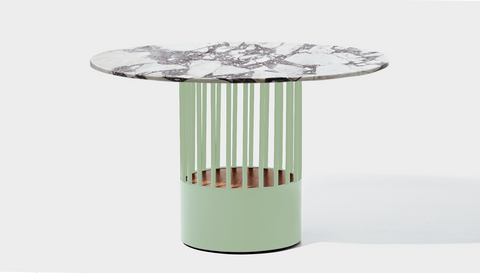 reddie-raw round 120dia x 75H *cm / Stone~Calacatta Viola / Metal~Mint Willy Cage Table - Marble