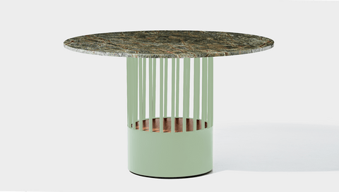 reddie-raw round 120dia x 75H *cm / Stone~Forest Green / Metal~Mint Willy Cage Table - Marble