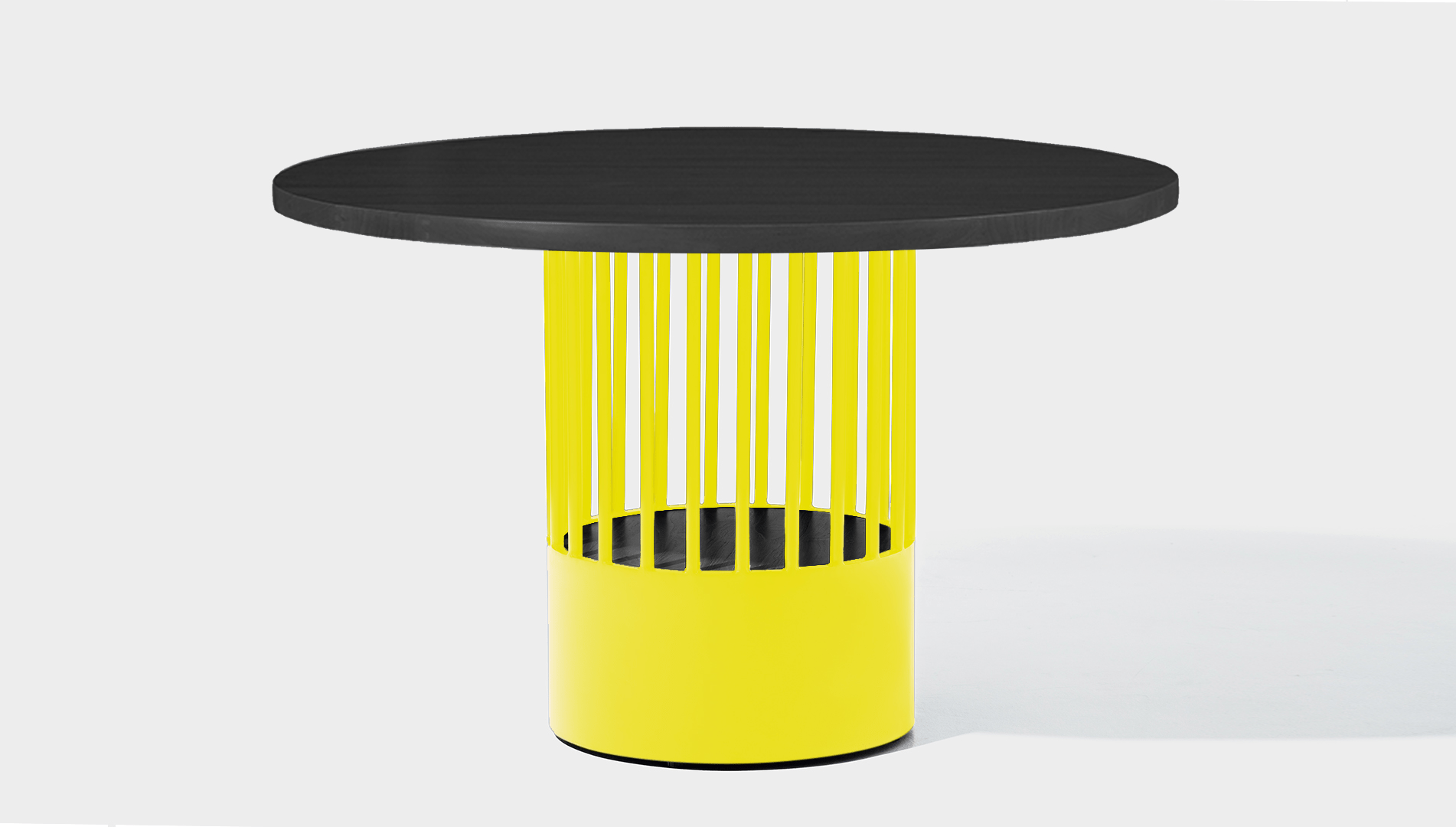 reddie-raw round 120dia x 75H *cm / Wood Teak~Black / Metal~Yellow Willy Cage Table - Wood