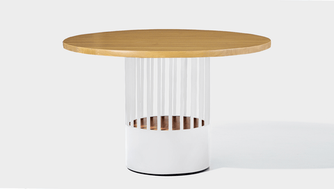reddie-raw round 120dia x 75H *cm / Wood Teak~Oak / Metal~White Willy Cage Table - Wood