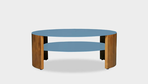 reddie-raw round coffee table 90 dia x 35H (cm*) / Metal~Blue / Wood Teak~Natural Andi Coffee Table Round