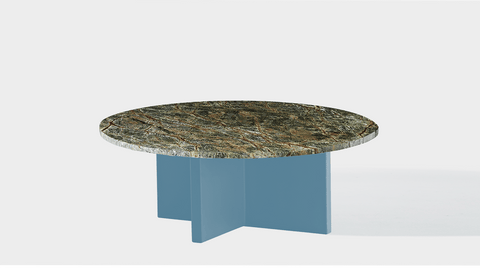 reddie-raw round coffee table 90dia x 35H *cm / Stone~Forest Green / Metal~Blue Bob Coffee Table Round