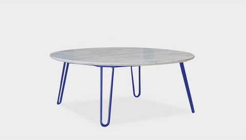reddie-raw round coffee table 90dia x 35H *cm / Stone~White Veined Marble / Metal~Navy Willy Coffee Table Round