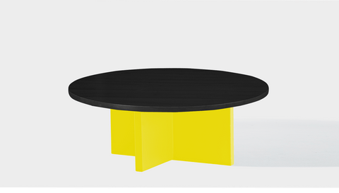 reddie-raw round coffee table 90dia x 35H *cm / Wood Teak~Black / Metal~Yellow Bob Coffee Table Round