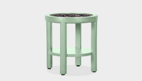 reddie-raw round side table 45 dia x 45 H (*cm) / Stone~Black Veined Marble / Lacquer~Mint Rita Side Table