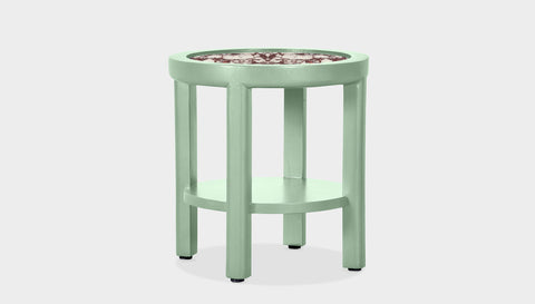 reddie-raw round side table 45 dia x 45 H (*cm) / Stone~Calacatta Viola / Lacquer~Mint Rita Side Table