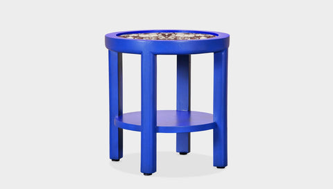 reddie-raw round side table 45 dia x 45 H (*cm) / Stone~Calacatta Viola / Lacquer~Navy Rita Side Table