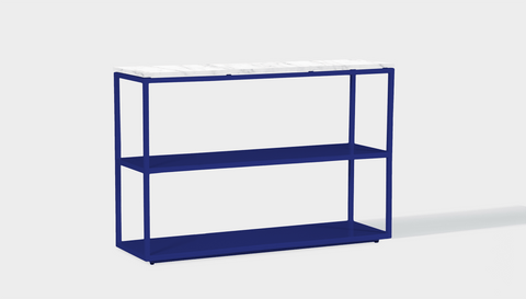 reddie-raw shelf 120W x 35D x 80H *cm / Stone~White-Veined-Marble / Metal~Navy Suzy Shelf / Bookcase