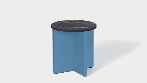 reddie-raw Side Table 45dia x 45H *cm / Stone~Black Veined Marble / Metal~Blue Bob Side Table Round