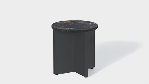 reddie-raw Side Table 45dia x 45H *cm / Stone~Black Veined Marble / Metal~Grey Bob Side Table Round