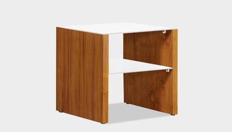 reddie-raw square side table 45W x 45D x 45H *cm / Metal~White / Wood Teak~Natural Andi Side Table
