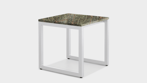 reddie-raw square side table 45W x 45D x 45H *cm / Stone~Forest Green / Metal~White Suzy Side Table Square