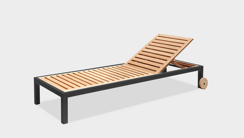 reddie-raw sun lounger 200W x 70D x 30H *cm / Wood Teak~Natural / Metal~Grey Suzy Outdoor Sun Lounger