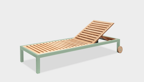 reddie-raw sun lounger 200W x 70D x 30H *cm / Wood Teak~Natural / Metal~Mint Suzy Outdoor Sun Lounger