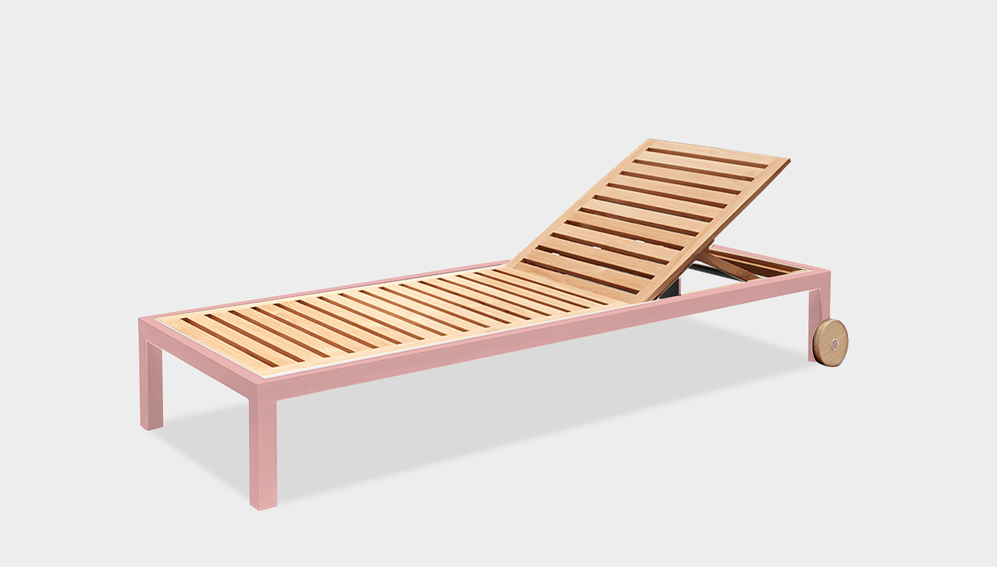 reddie-raw sun lounger 200W x 70D x 30H *cm / Wood Teak~Natural / Metal~Pink Suzy Outdoor Sun Lounger