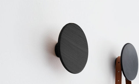 reddie-raw wall hooks 10dia x 4H *cm / Wood Teak~Black Coin Wall Hook